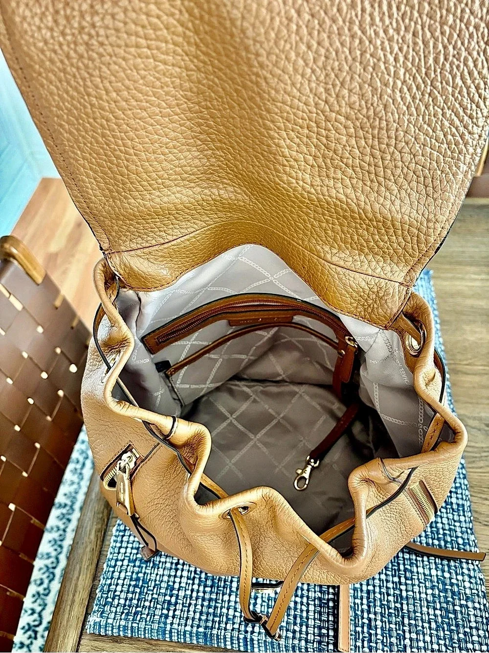 Michael Kors Leather Flap Backpack Brown